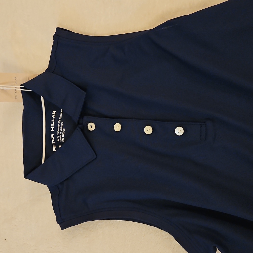 Peter Millar Women's Dark Blue Sleeveless Button Down Shirt